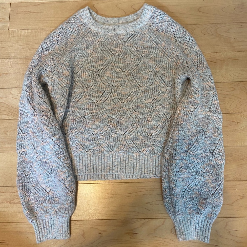 Old Navy Gray Crew Neck Sweater with Nordic Pattern